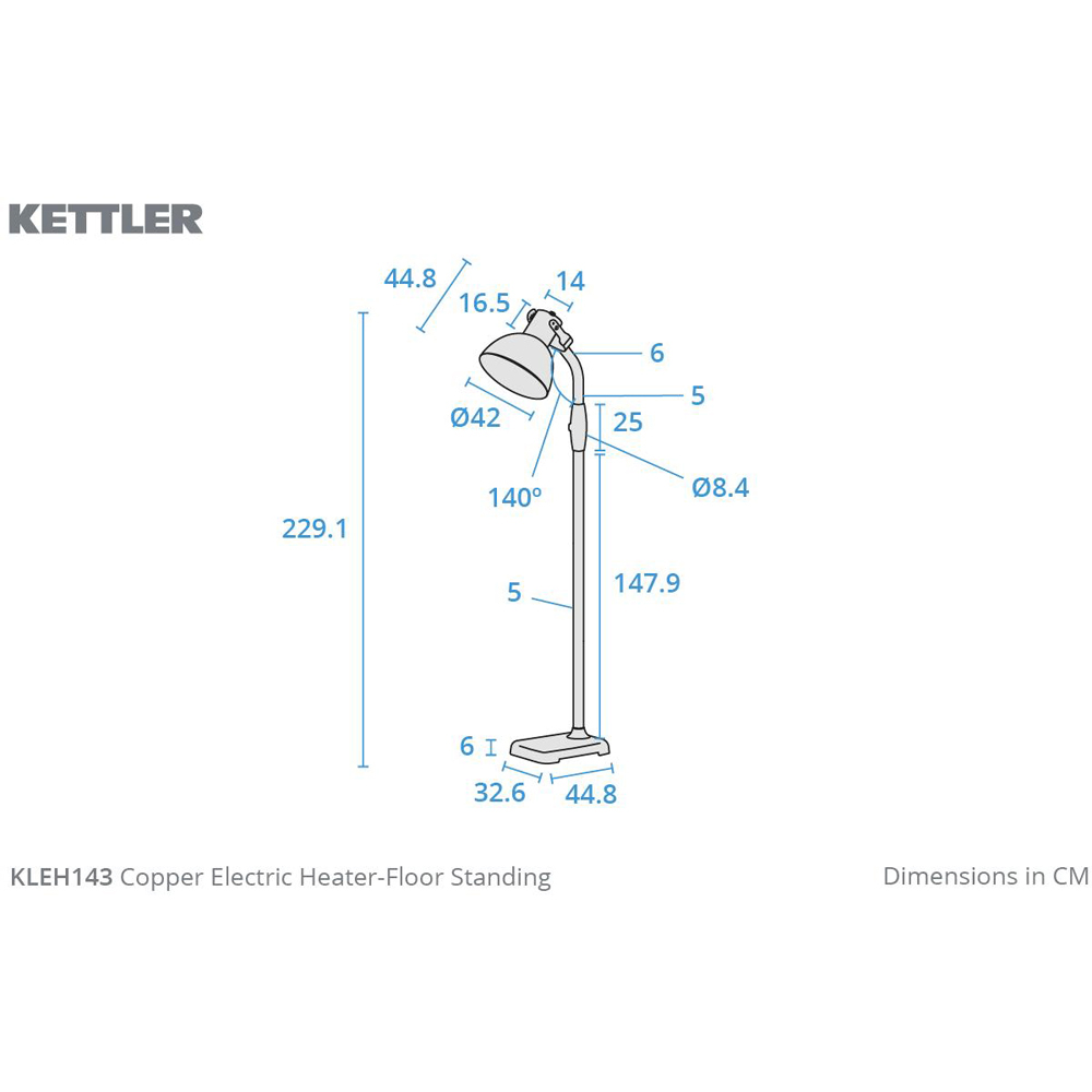 Kettler Copper Floor Standing Electric Heater 2500W Image 8