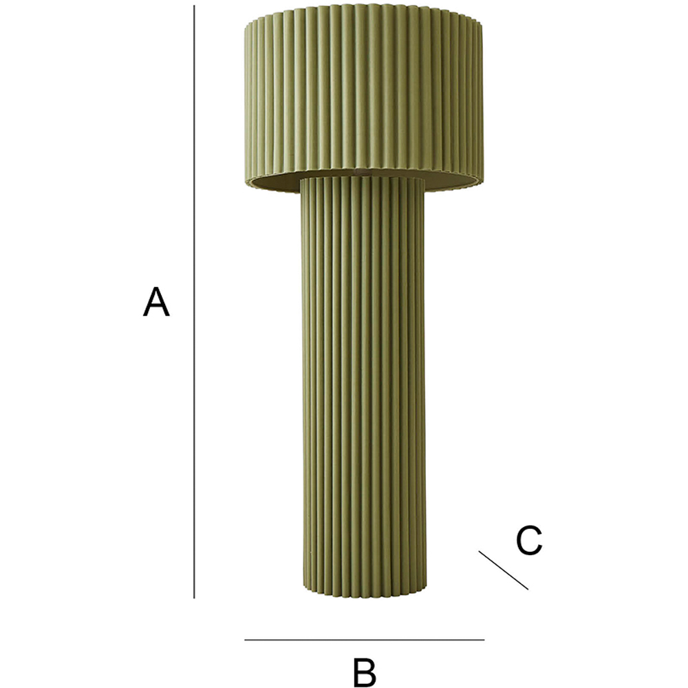 ValueLights Lenny Moss Green Drum Lamp Shade Ribbed Fabric Midi LED Floor Lamp Image 9