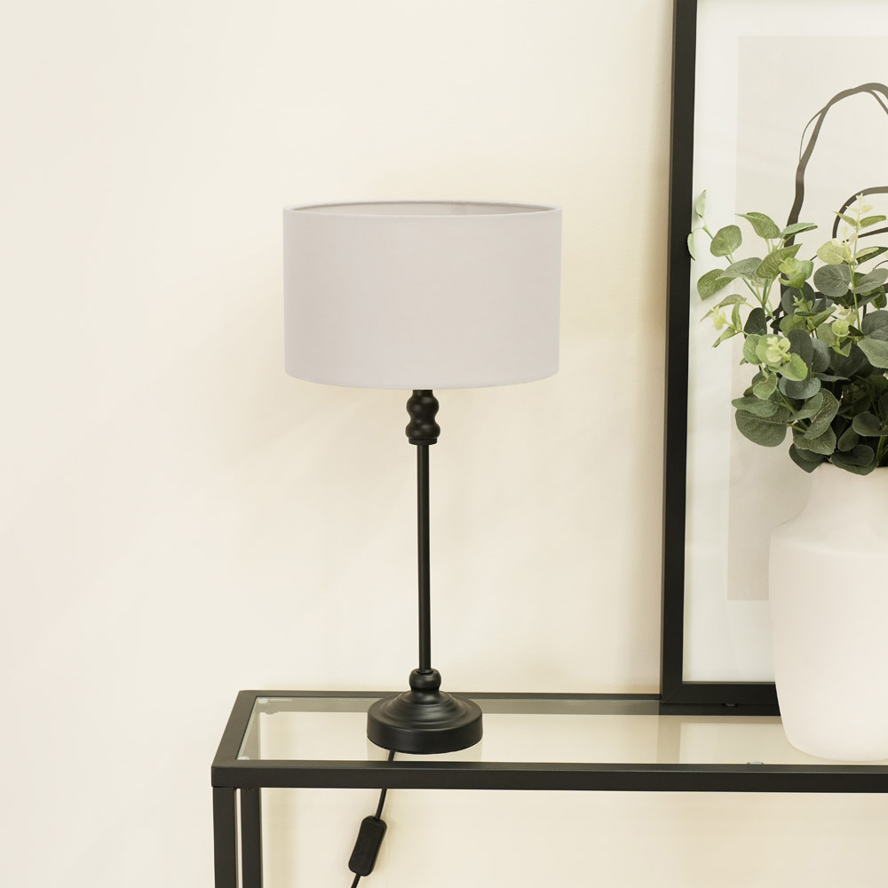 ValueLights Maggie White and Black Drum Shade Candlestick LED Table Lamp Image 3