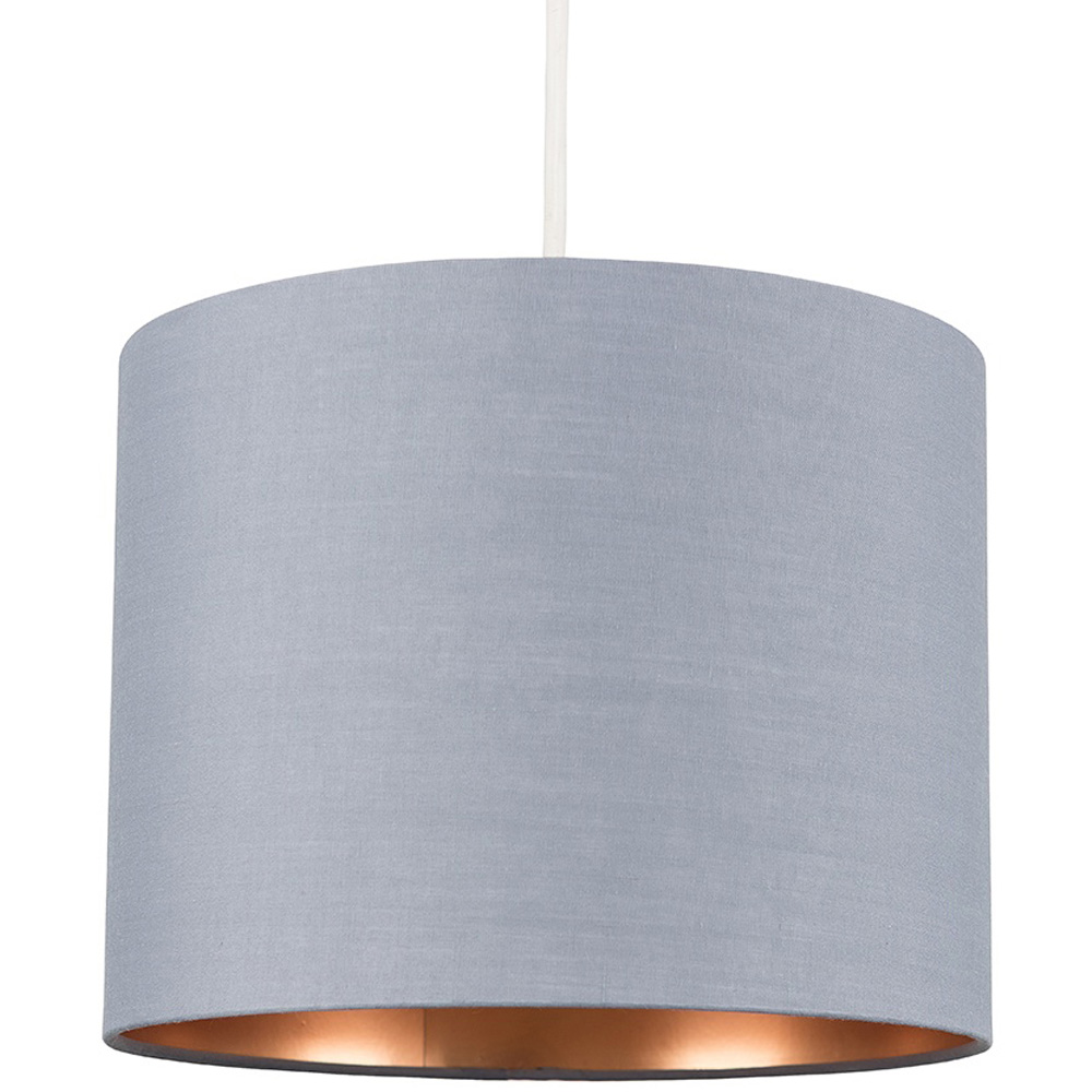 ValueLights Reni Grey with Metallic Copper Ceiling Drum Lamp Shade Small Image 1