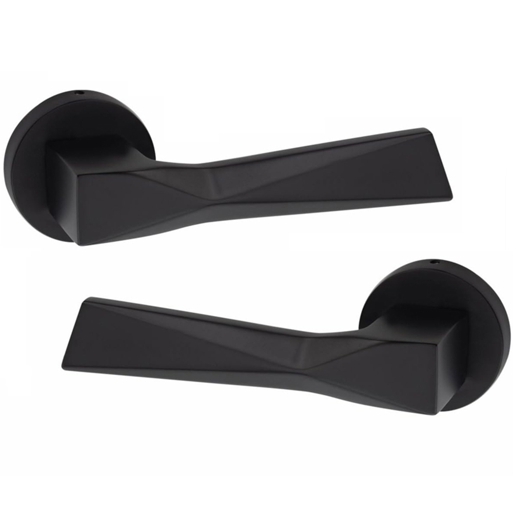Golden Grace Modern Aura Matt Black Bathroom Handles Set Image 2