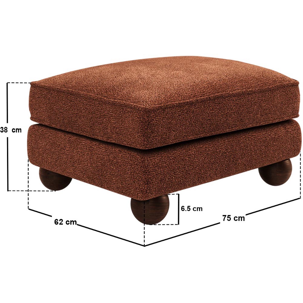 Solace+Co Addison Burnt Orange Velvet Wooden Footstool Image 7