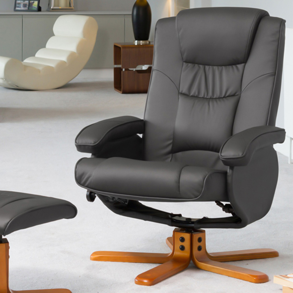 Artemis Home Severn Grey Massage and Heat Swivel Recliner Chair with Footstool Image 3