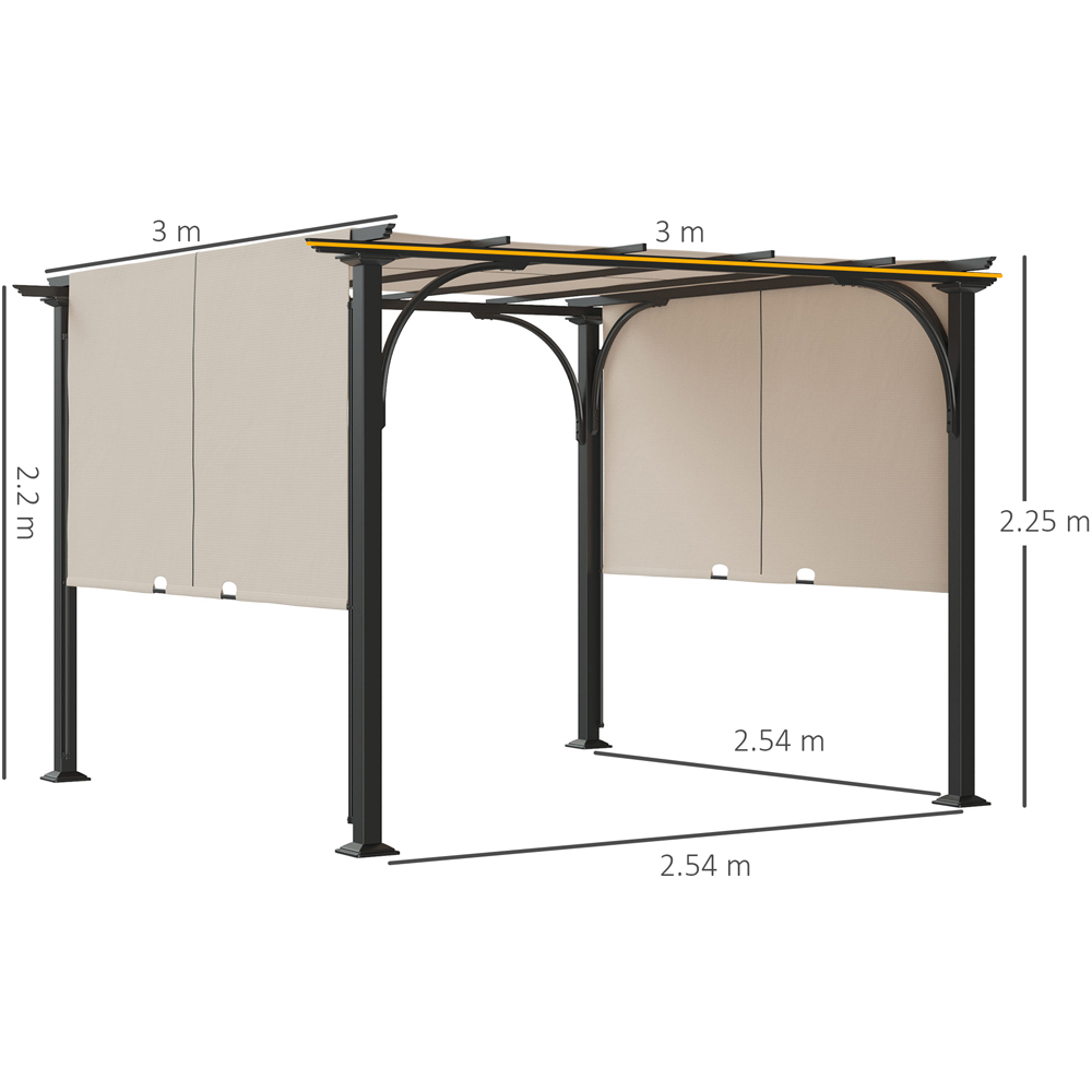 Outsunny 3 x 3m Beige Retractable Sun Shade Pergola Roof Image 7