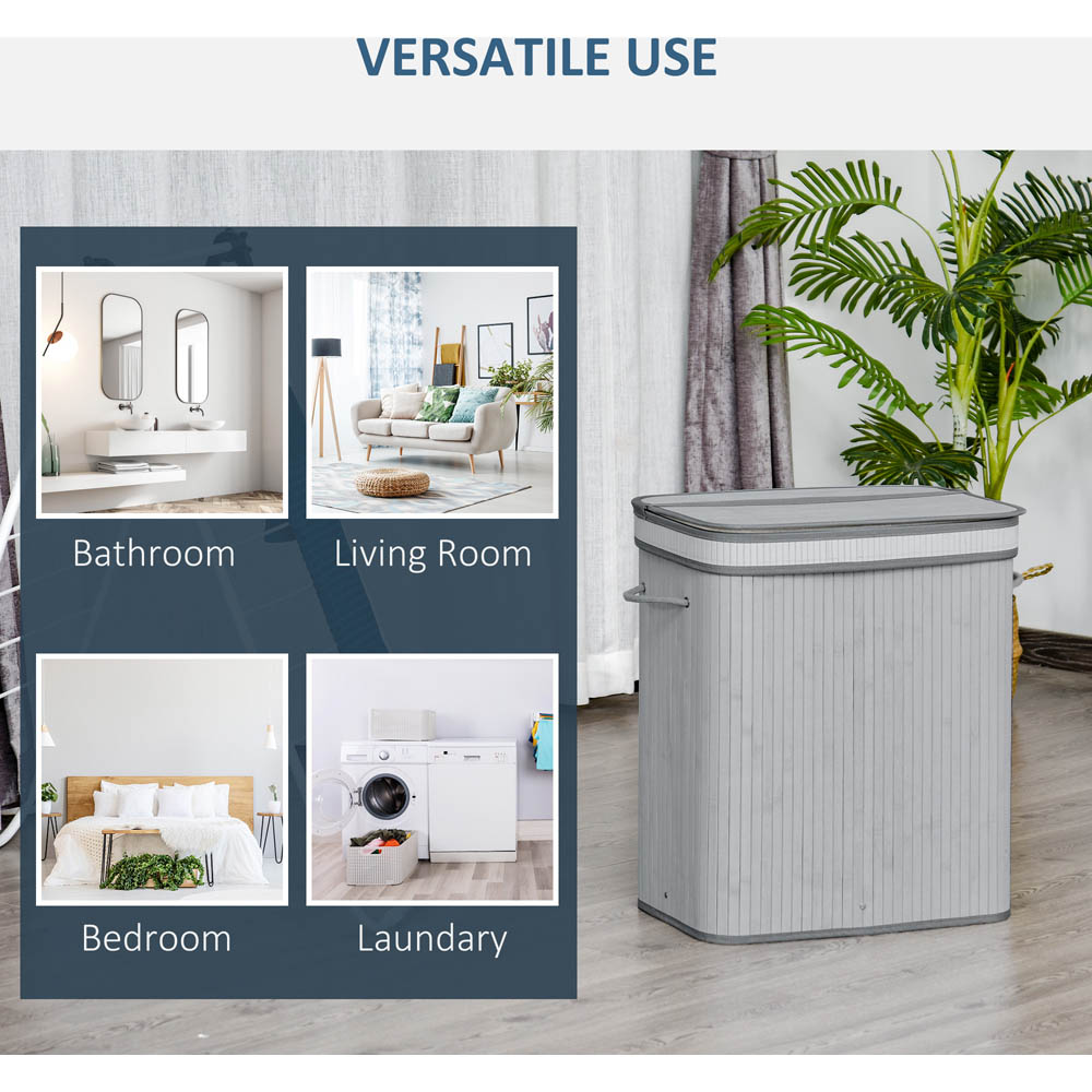 Portland Grey Wooden Laundry Hamper 100L Image 6