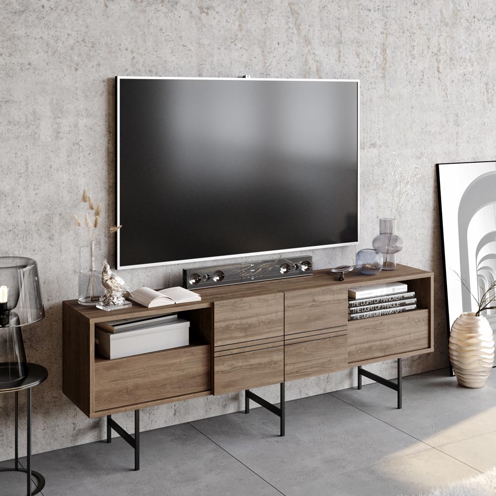 Decorotika Derin Walnut and Black TV Unit Image 7