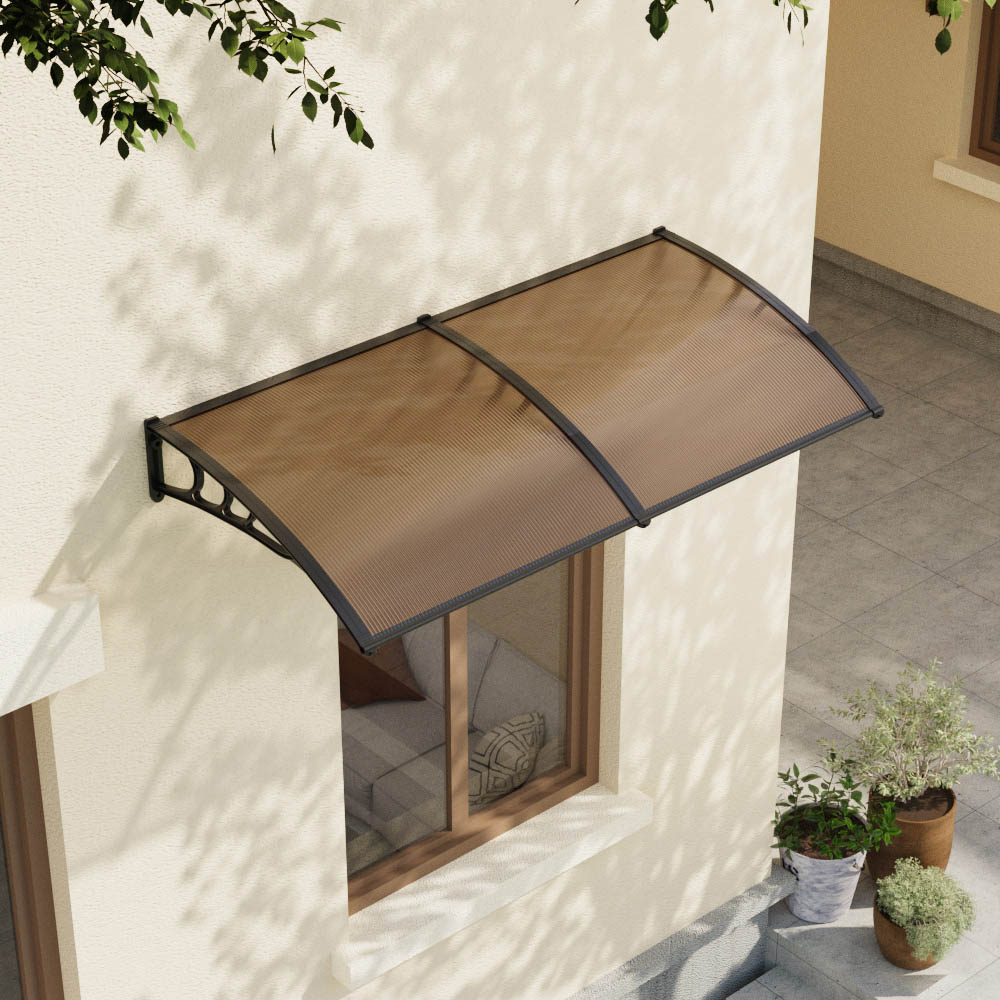Living and Home Dark Brown Curved Door and Window Canopy 1.9 x 1m Image 7