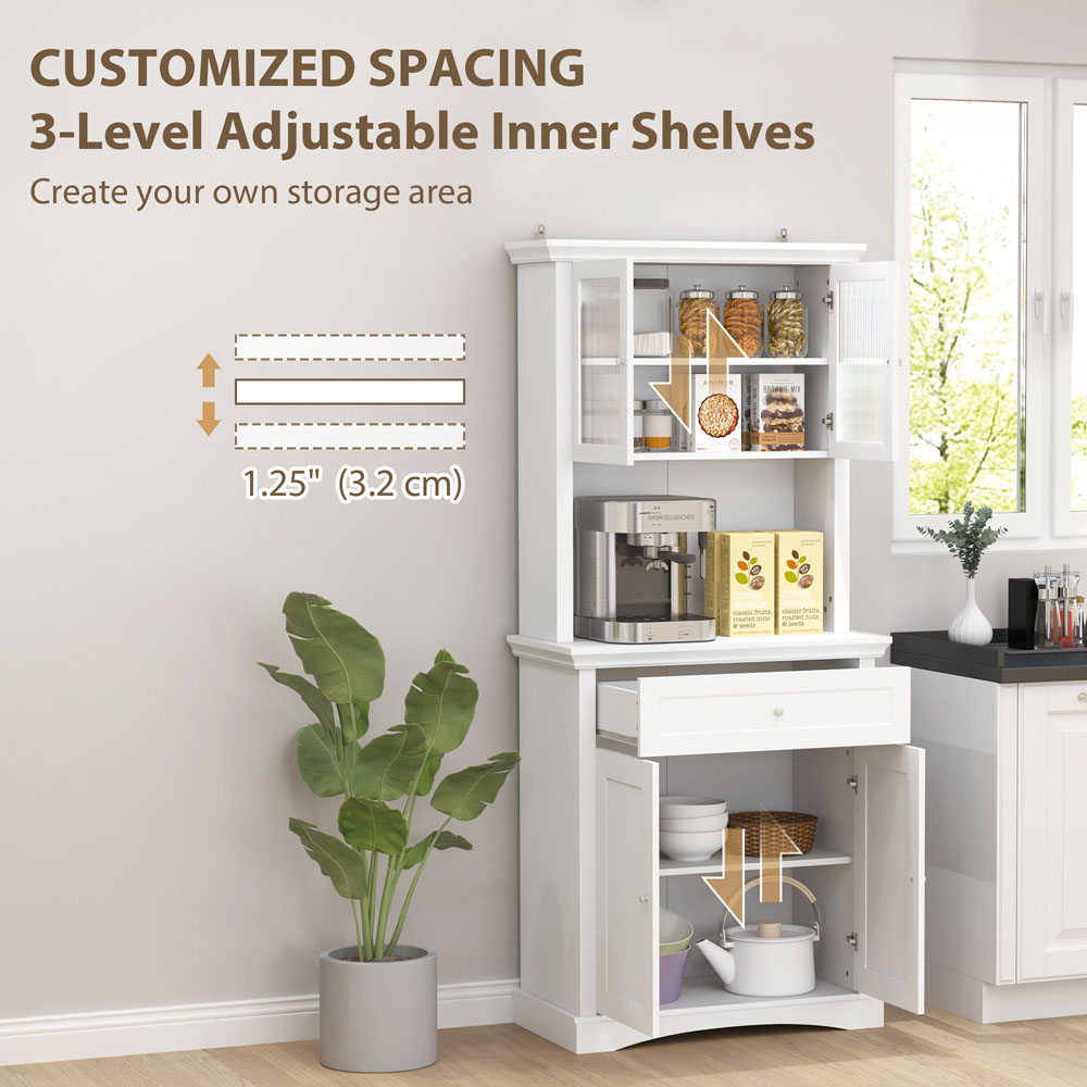 Portland 4 Door Single Drawer White Kitchen Storage Cabinet Image 5