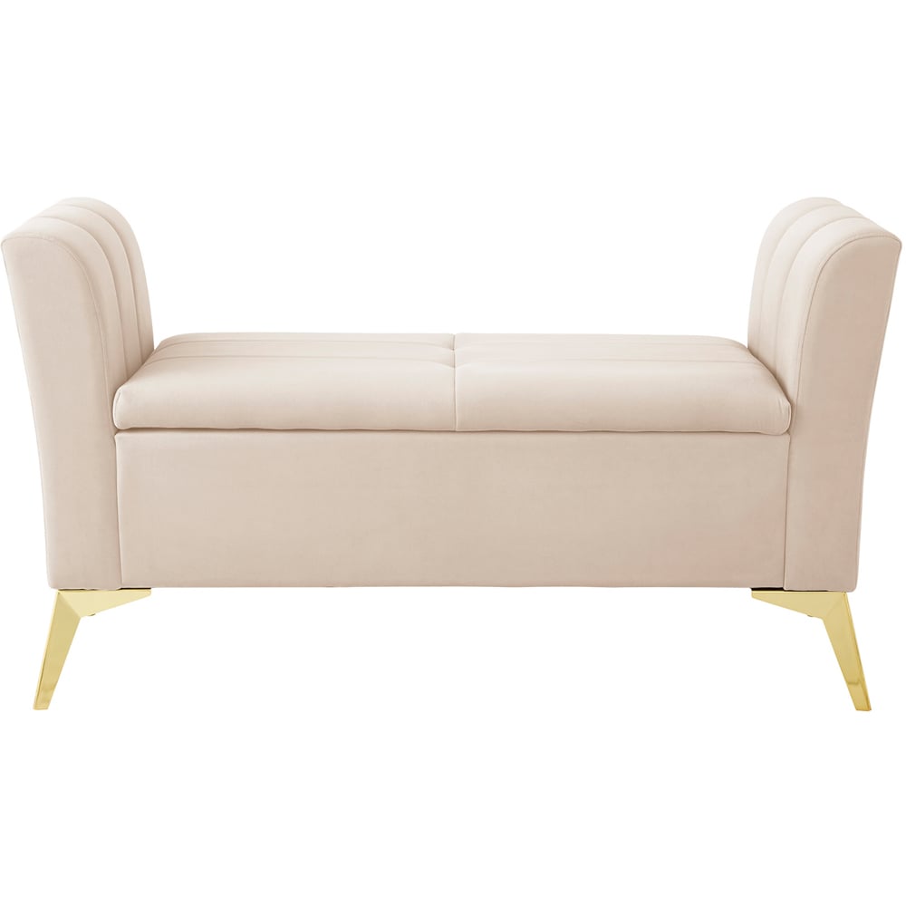 GFW Pettine Natural Plush Velvet Ottoman Storage Bench Image 3