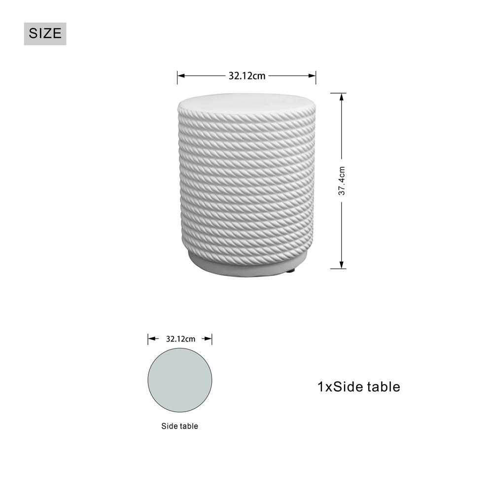 Direct Wicker White Textured Round Side Table Image 9
