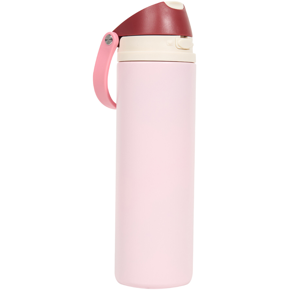 Stainless Steel 2 Way Lid Bottle with Straw Pink Image 3