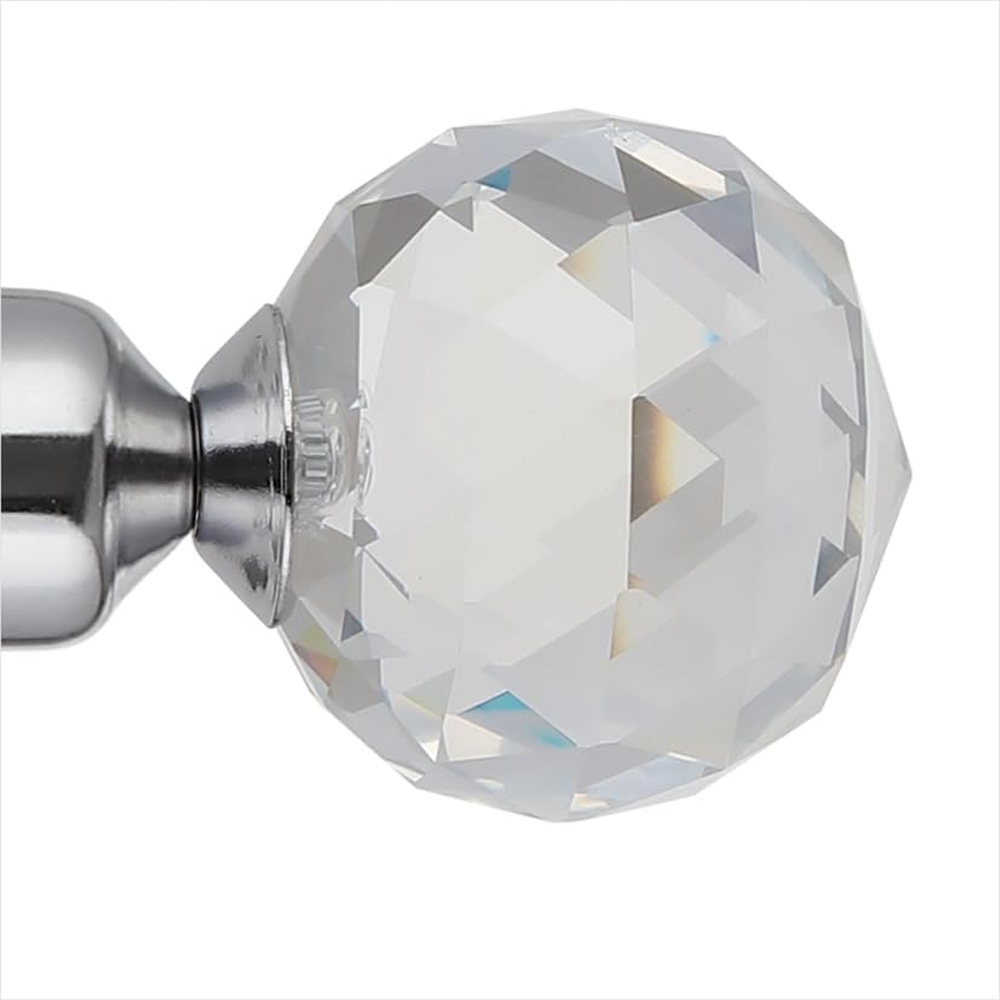 Home Treats 40 to 325cm Extendable Chrome Metal Crystal Curtain Pole Image 3
