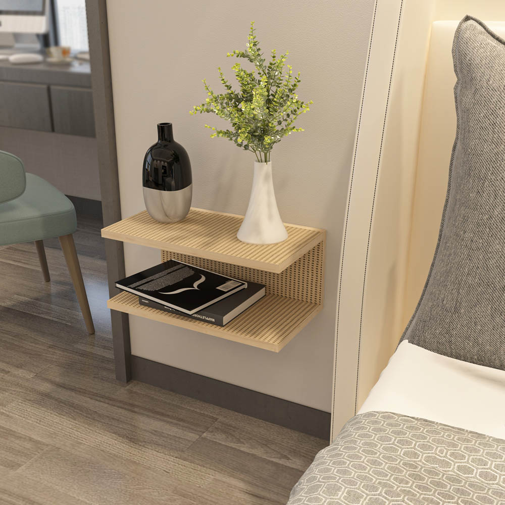 Decorotika Ramira 2 Shelf Hazeran Floating Bedside Table Image 3