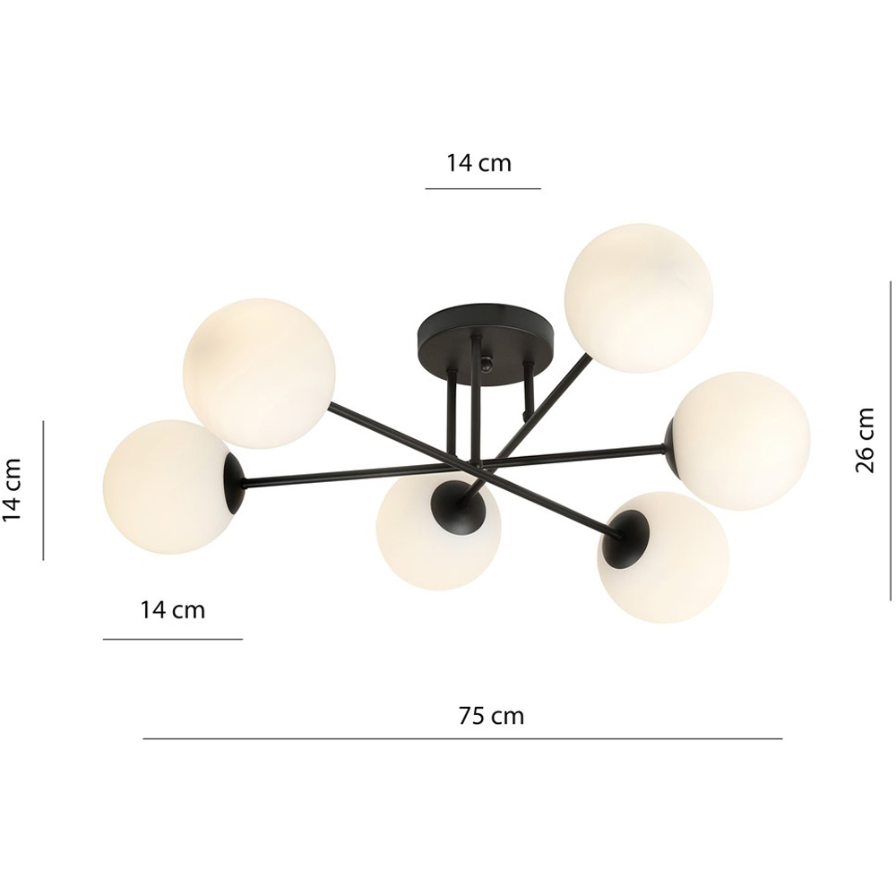 Emibig Roma 6 Light White Shade Black E14 Ceiling Light Image 9