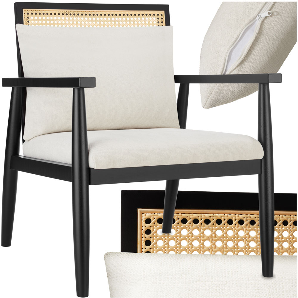 Tectake Manuela Black Padded Armchair with Cushion Image 2