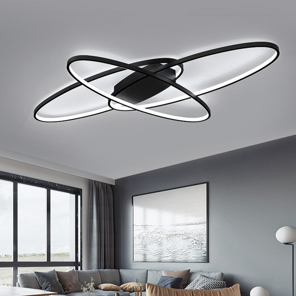 Living and Home Black Cross Unique Oval Ceiling Light Image 2
