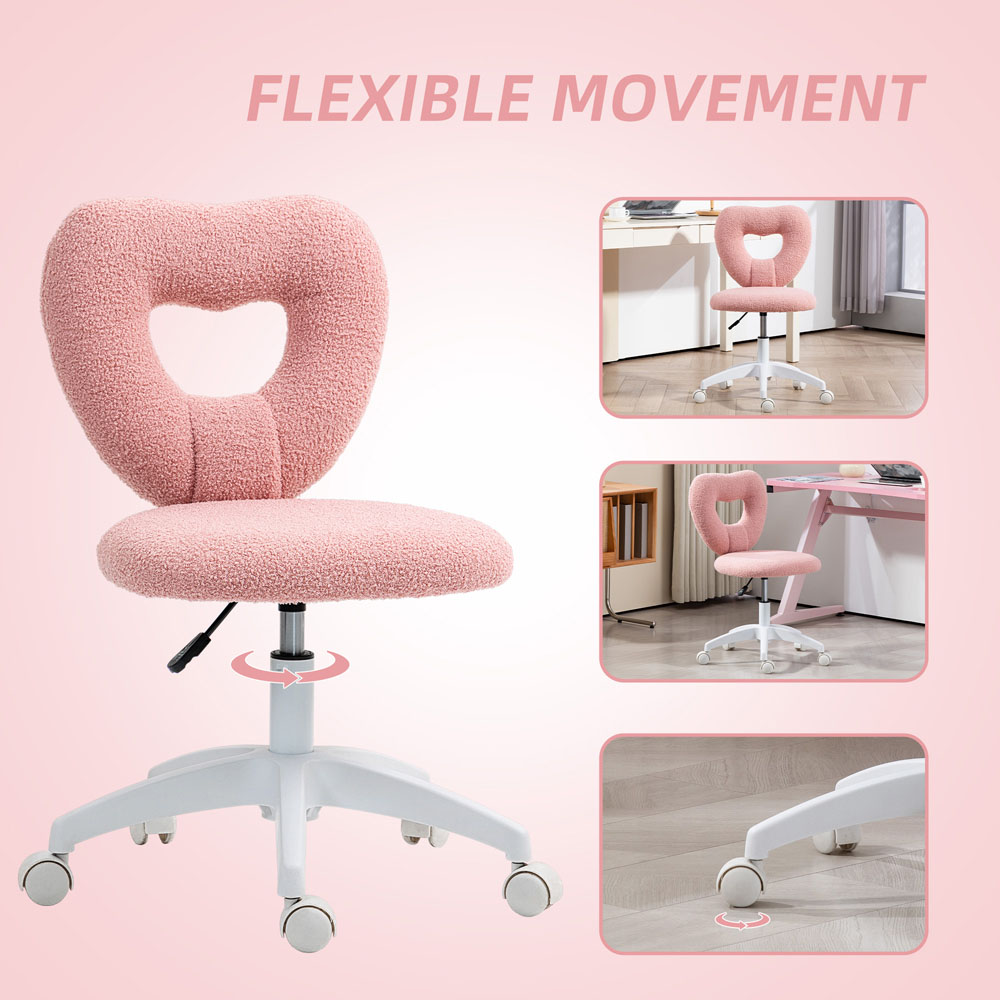 Portland Pink Armless Heart Office Chair Image 8