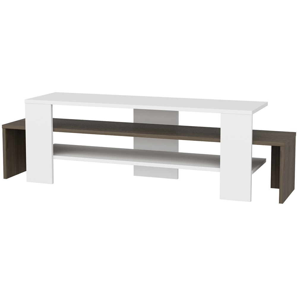 Decorotika Lenora 2 Shelf White and Walnut TV Unit Image 2