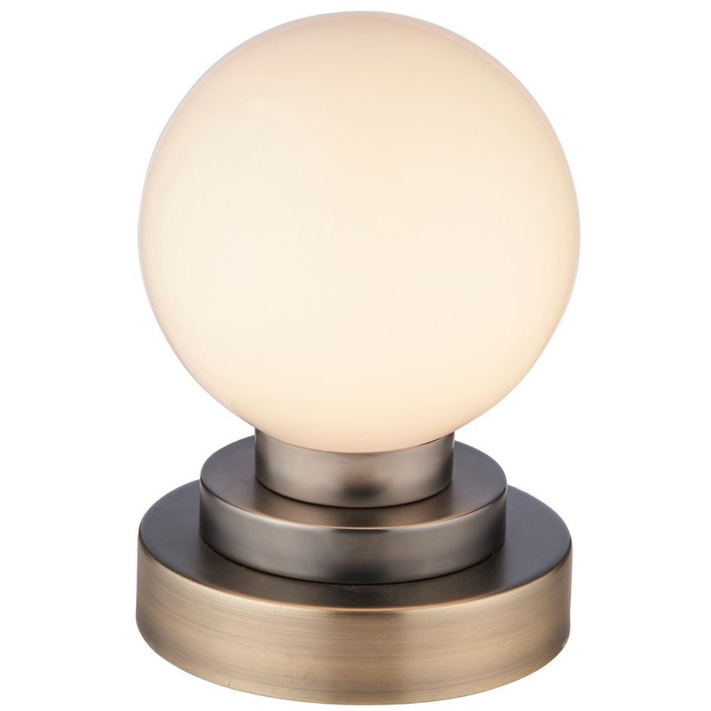 Siena Gloss Opal Glass Matt Antique Brass and Pewter Table Lamp Image 3