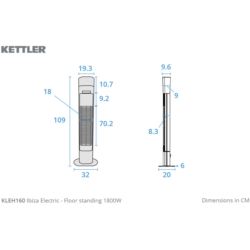 Kettler Ibiza Floor Standing LED Electric Heater with Bluetooth Speaker 1800W Image 9