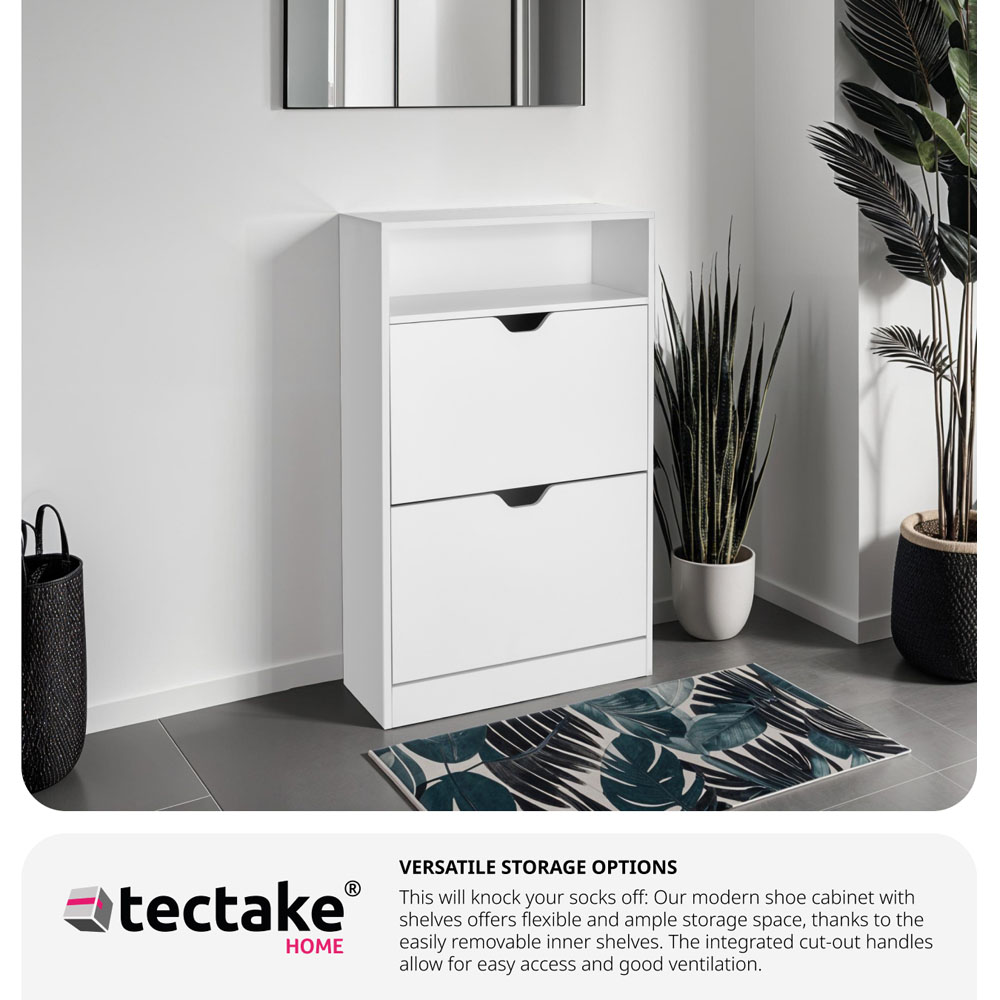 Tectake Calea 2 Compartment White Shoe Cabinet Image 5