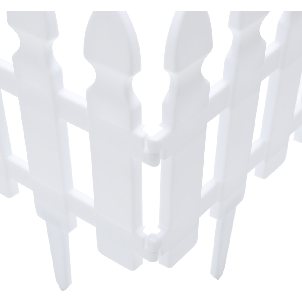 Living and Home White 1 x 0.7ft 4 Pack Plastic Picket Garden Fencing Panels Image 4