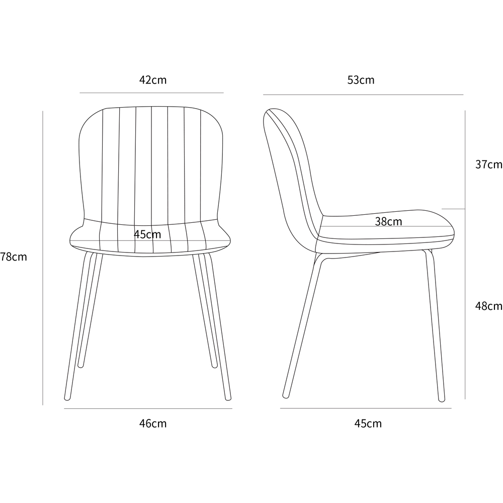 Bella Set of 2 Light Grey Teddy Faux Fur Stitched Design Dining Chairs Image 9