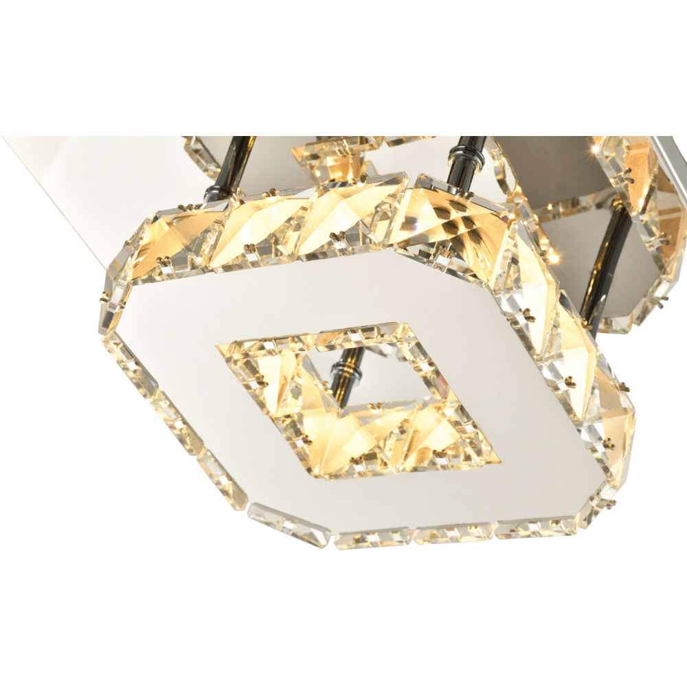 Happy Homewares Chrome Square Metal LED Ceiling Light with Crystal Glass Bead Image 3