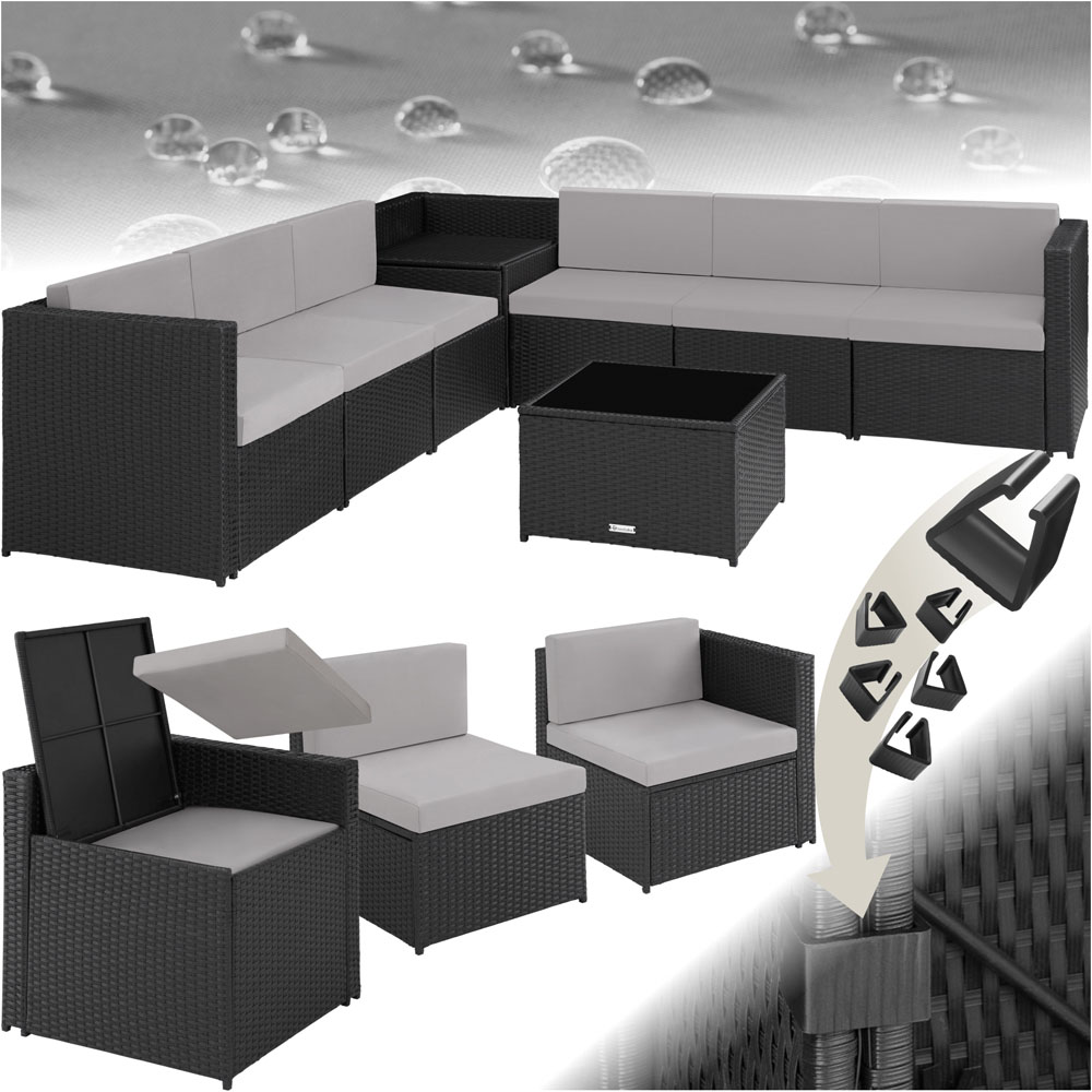 tectake Verona Black Polyrattan Rattan Furniture Garden Set Image 2