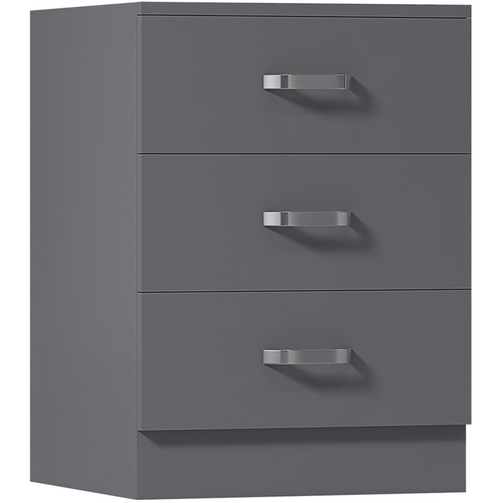FWStyle Tunis 3 Drawer Matt Grey Chest of Drawer Image 2