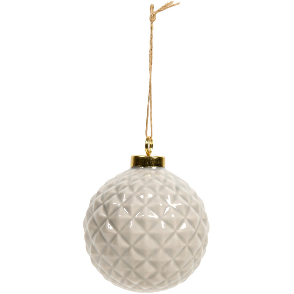 Set of 4 Ceramic Ridged Baubles Ivory Image 3
