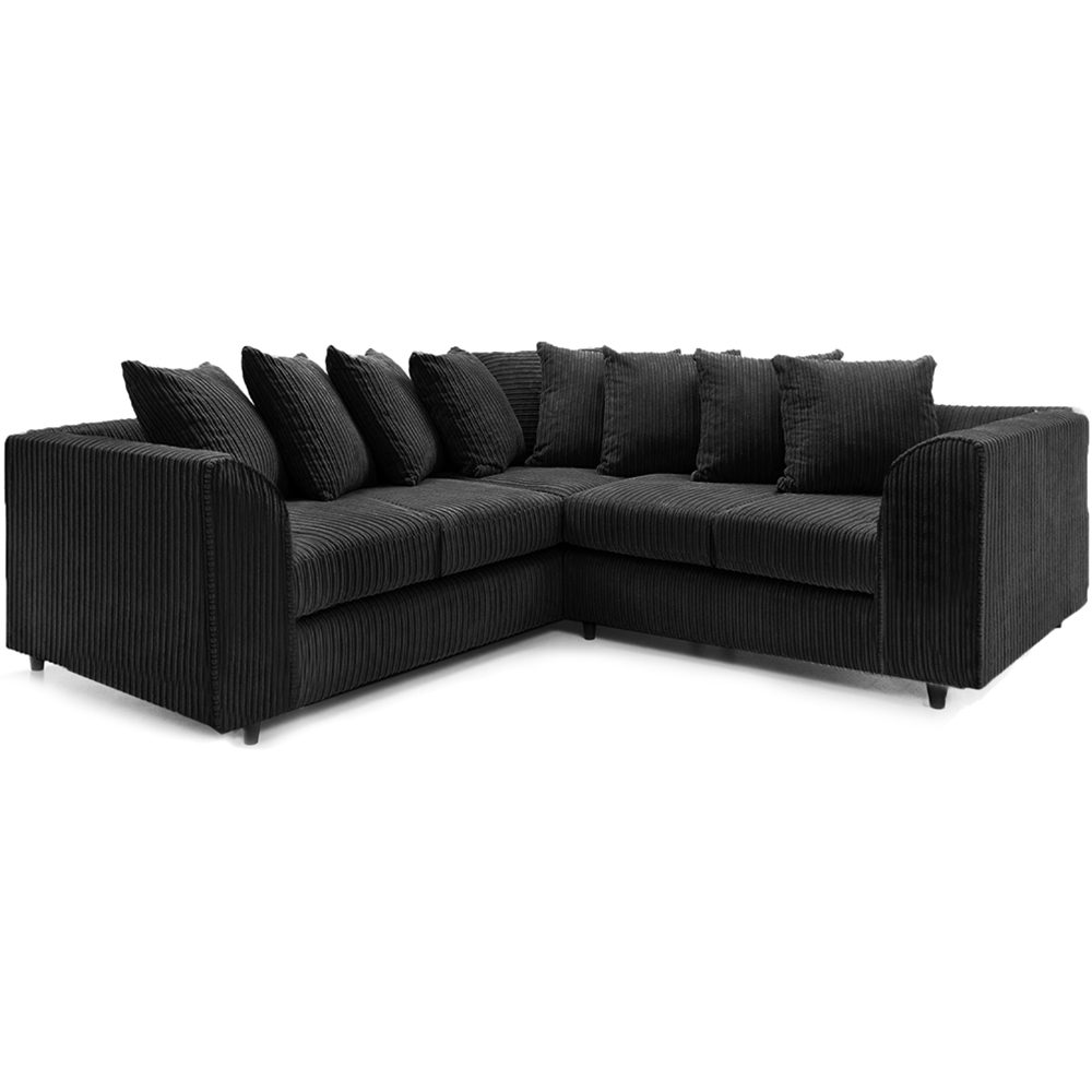 Luxor 5 Seater Black Jumbo Cord Scatter Back L Shaped Corner Sofa Set Image 2