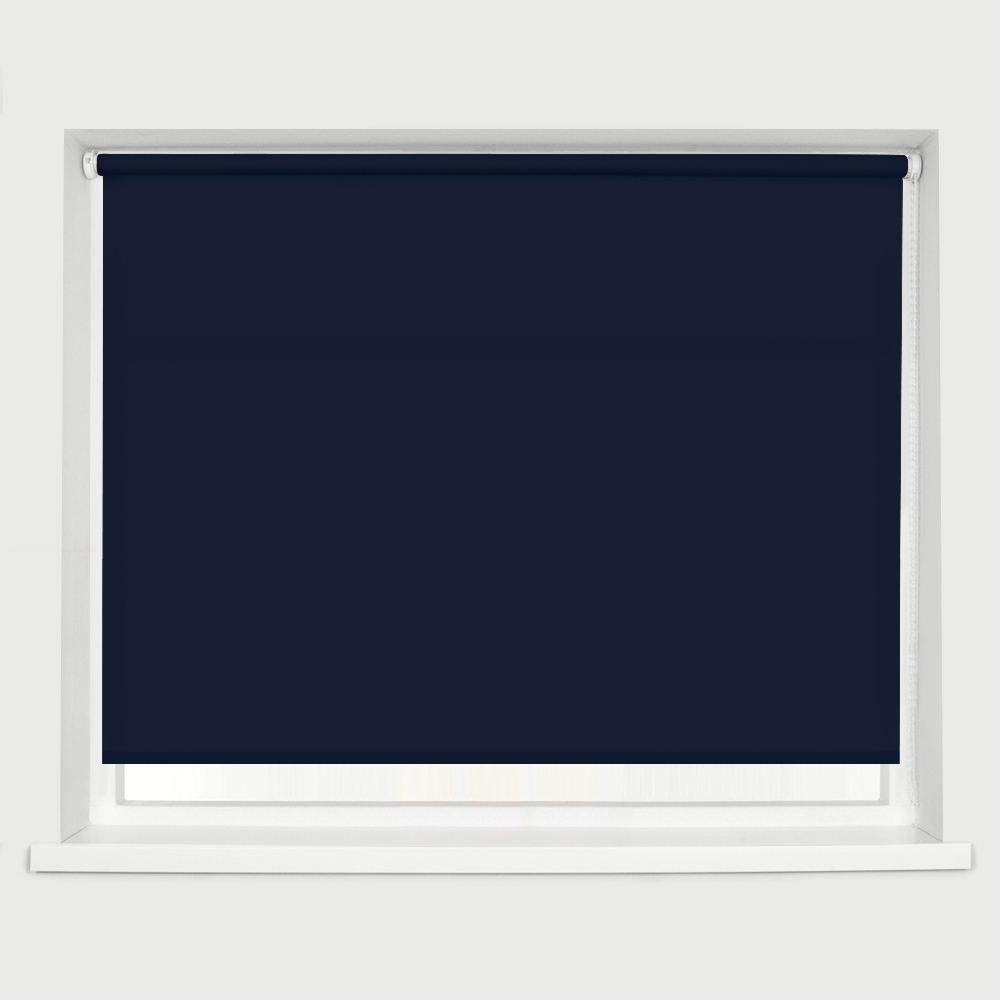 Caecus Straight Edge Roller Blind Navy 90cm Image 1