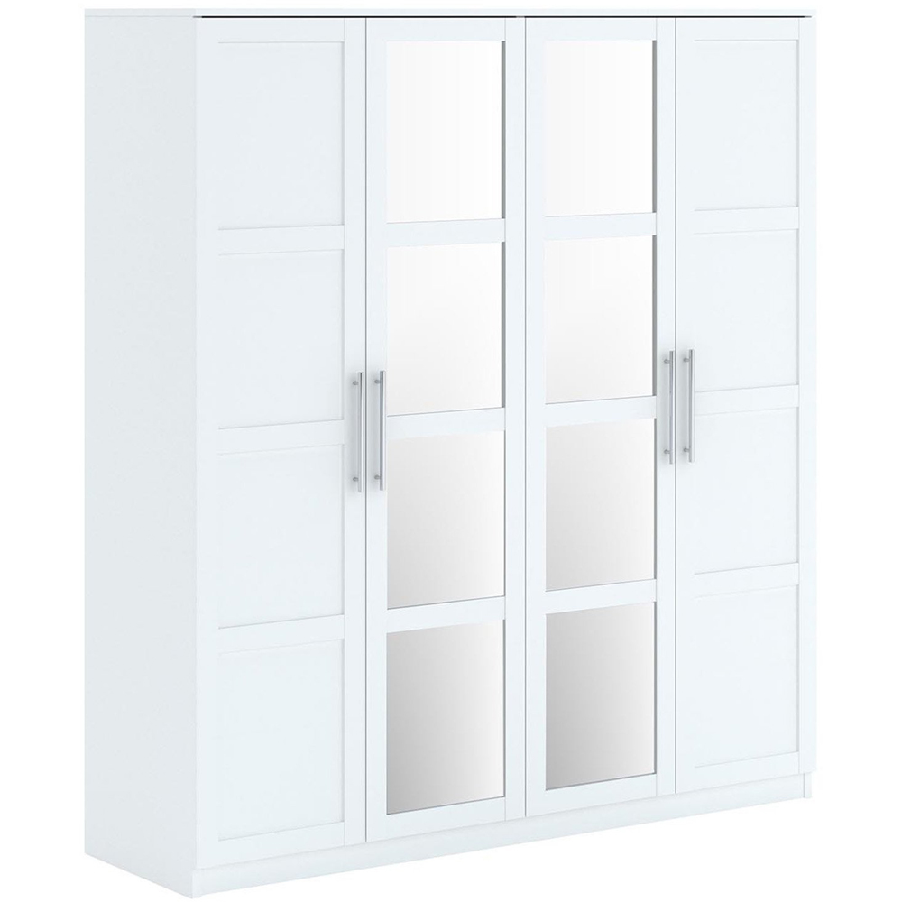 Finley 4 Door White Mirrored Wardrobe Image 2