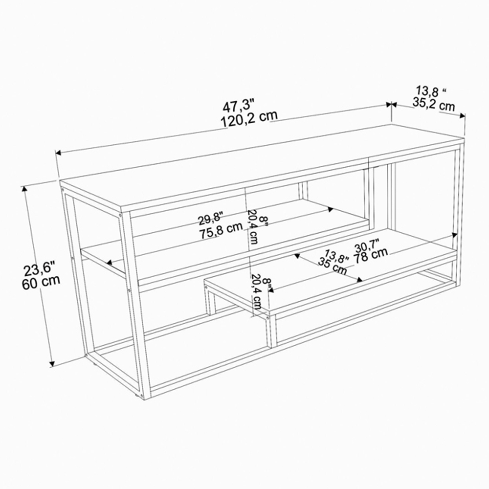 Decorotika Lorin 3 Shelf White Marble and Gold TV Unit Image 6