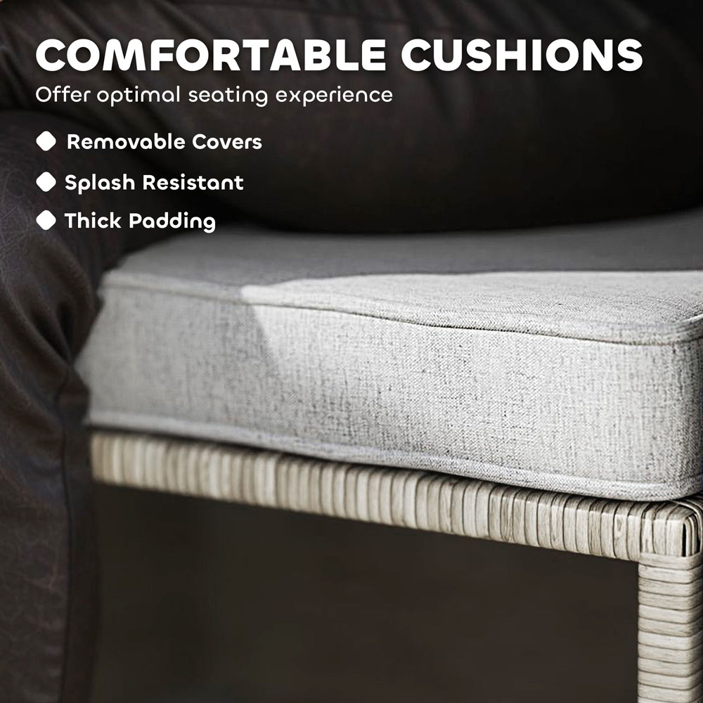 Outsunny 2 Seater Grey Rattan Garden Furniture Set Image 7