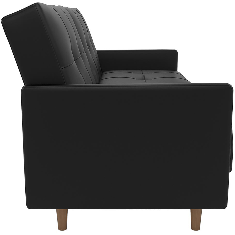 Dorel Andora 3 Seater Faux Leather Sprung Sofa Bed with Wooden Legs ...