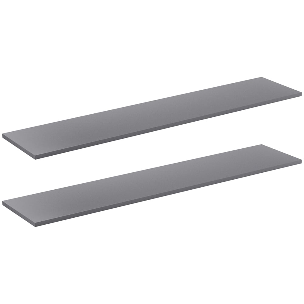 Homebase 120cm Matt Grey Melamine Floating Shelf 2 Pack Image 1
