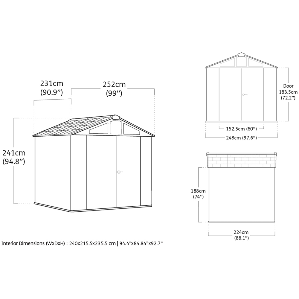Keter Stronghold 8 x 8ft Grey Apex Garden Shed Image 7