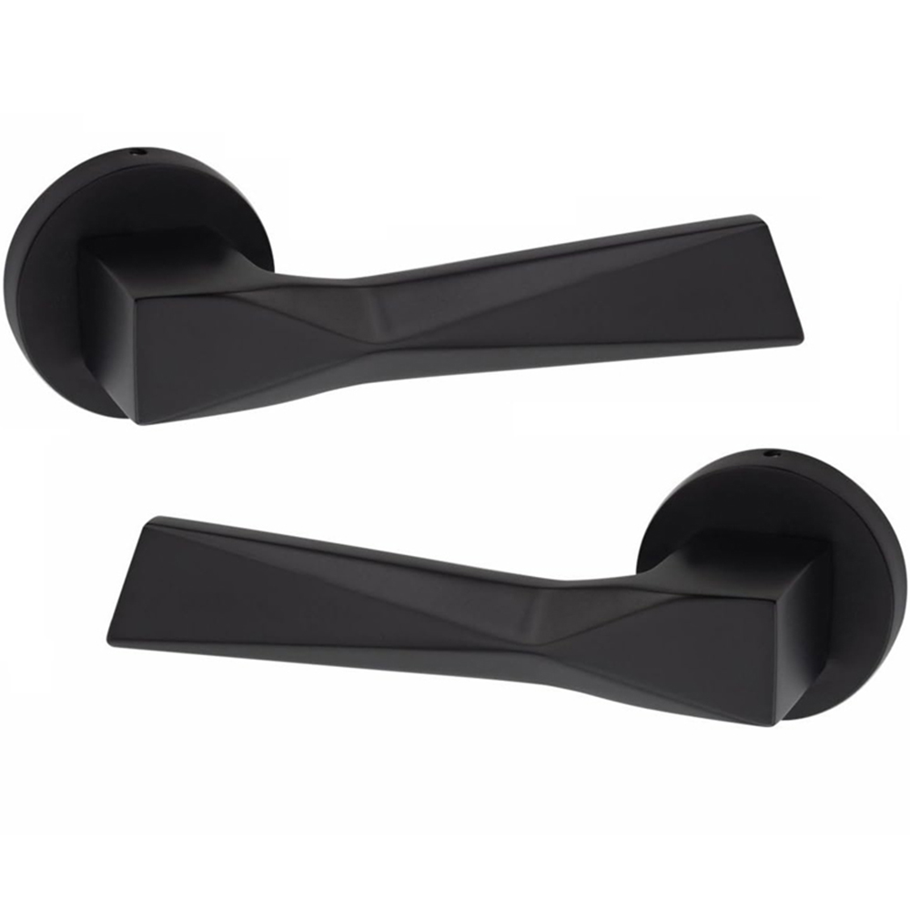 Golden Grace Modern Aura Matt Black Door Handles Set Image 3