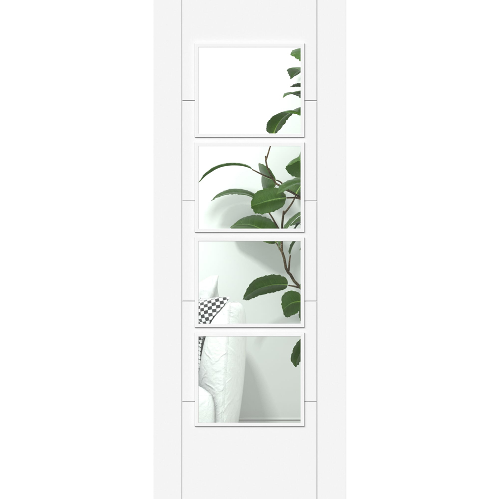Green & Taylor White Ladder 4 Lite Clear Glazed Prefinished Internal Door 1981 x 686mm Image