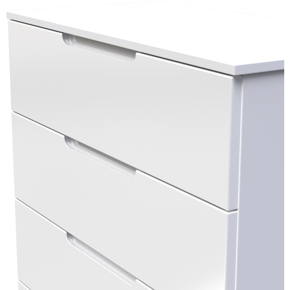 Crowndale Milan 4 Drawer White Gloss and White Chest of Drawers Ready Assembled Image 5