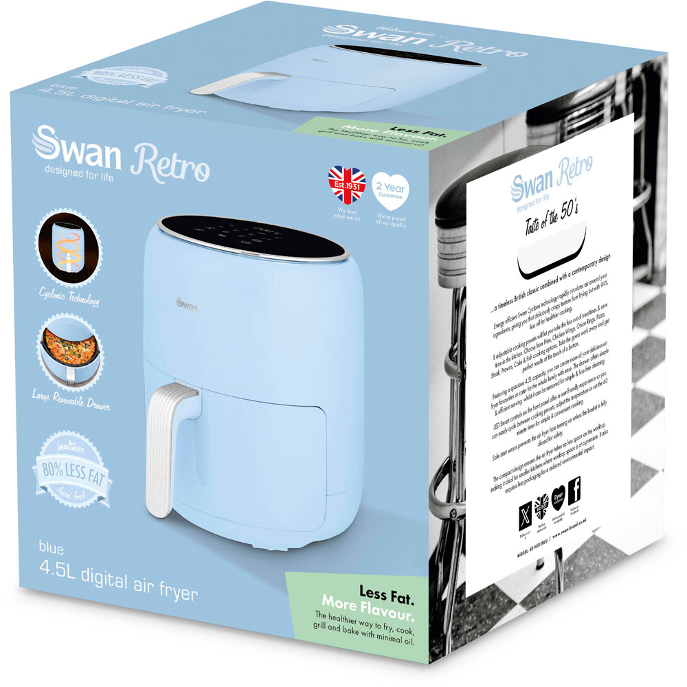 Swan Retro SD10513BLU Blue Digital Air Fryer 4.5L Image 8