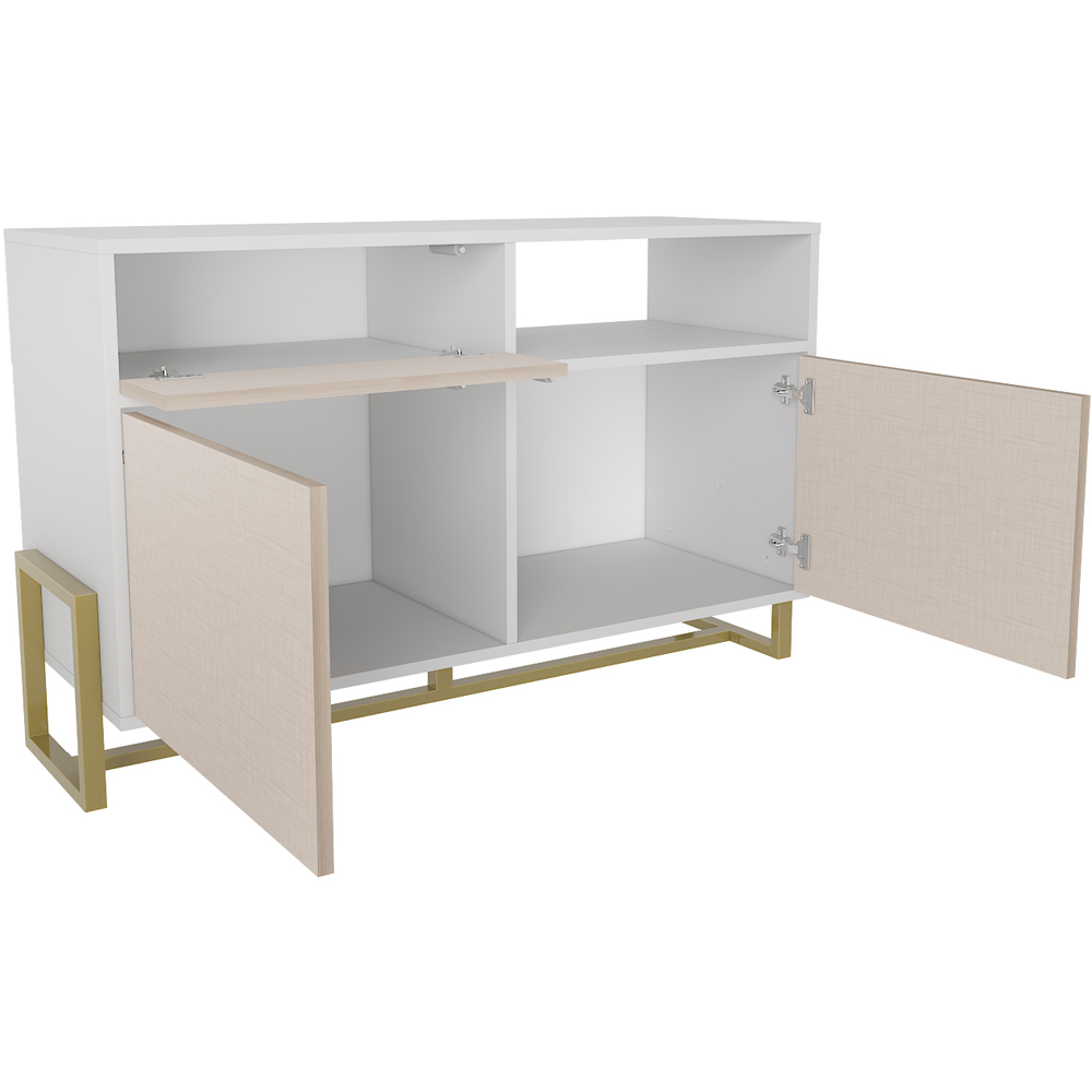 Decorotika Utopie 3 Door Singe Shelf White and Beige Modern Storage Cabinet Image 3