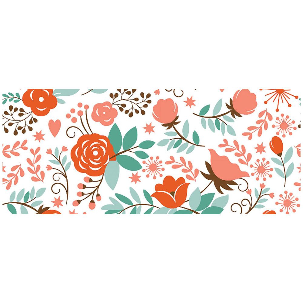 Warren Reed Designer Orange Floral Pattern Glass Bathroom Splashback 25 x 60cm Image 2