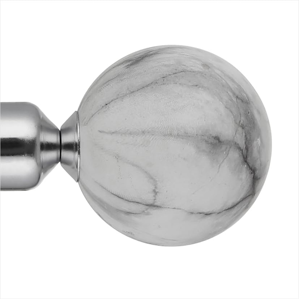 Home Treats 40 to 144cm Extendable Chrome Metal Marble Curtain Pole Image 3
