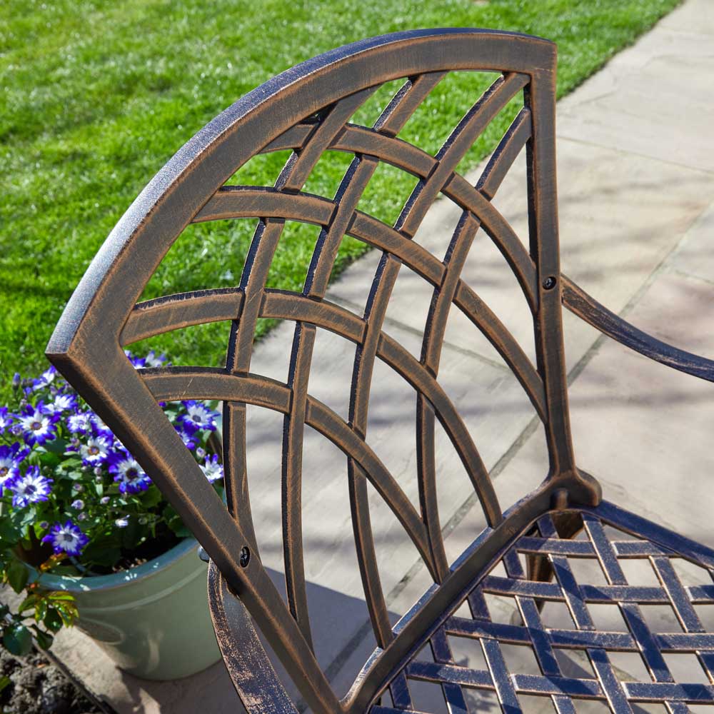 Home Source Aspen 2 Seater Brown Aluminium Lattice Patio Bistro Set Image 4