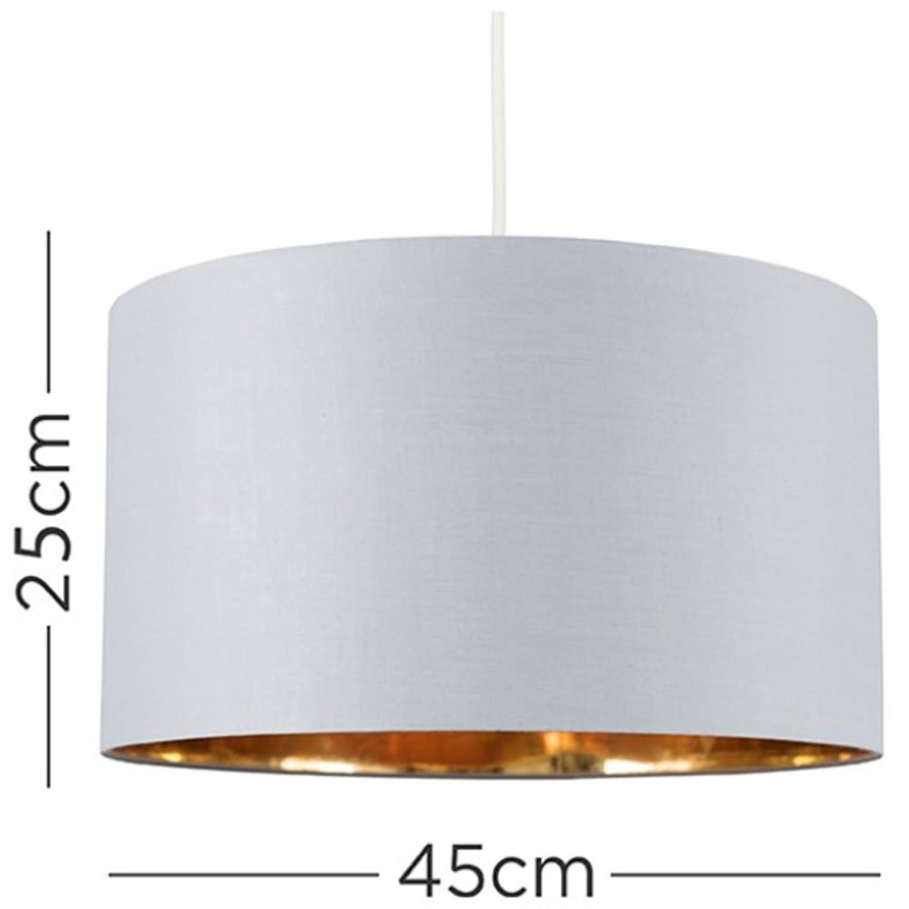 ValueLights Reni Grey and Metallic Gold Ceiling Drum Lamp Shade XL Image 4