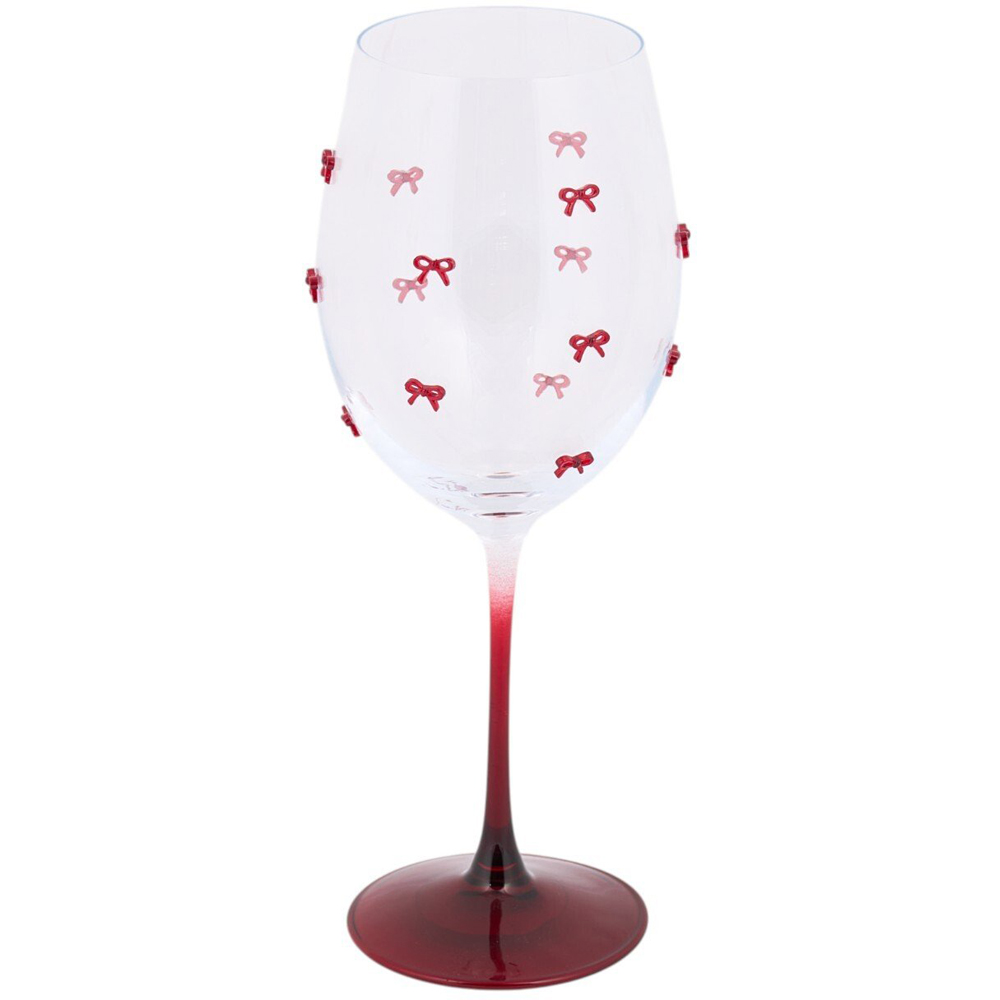 Red Bows Wine Glass Image 4