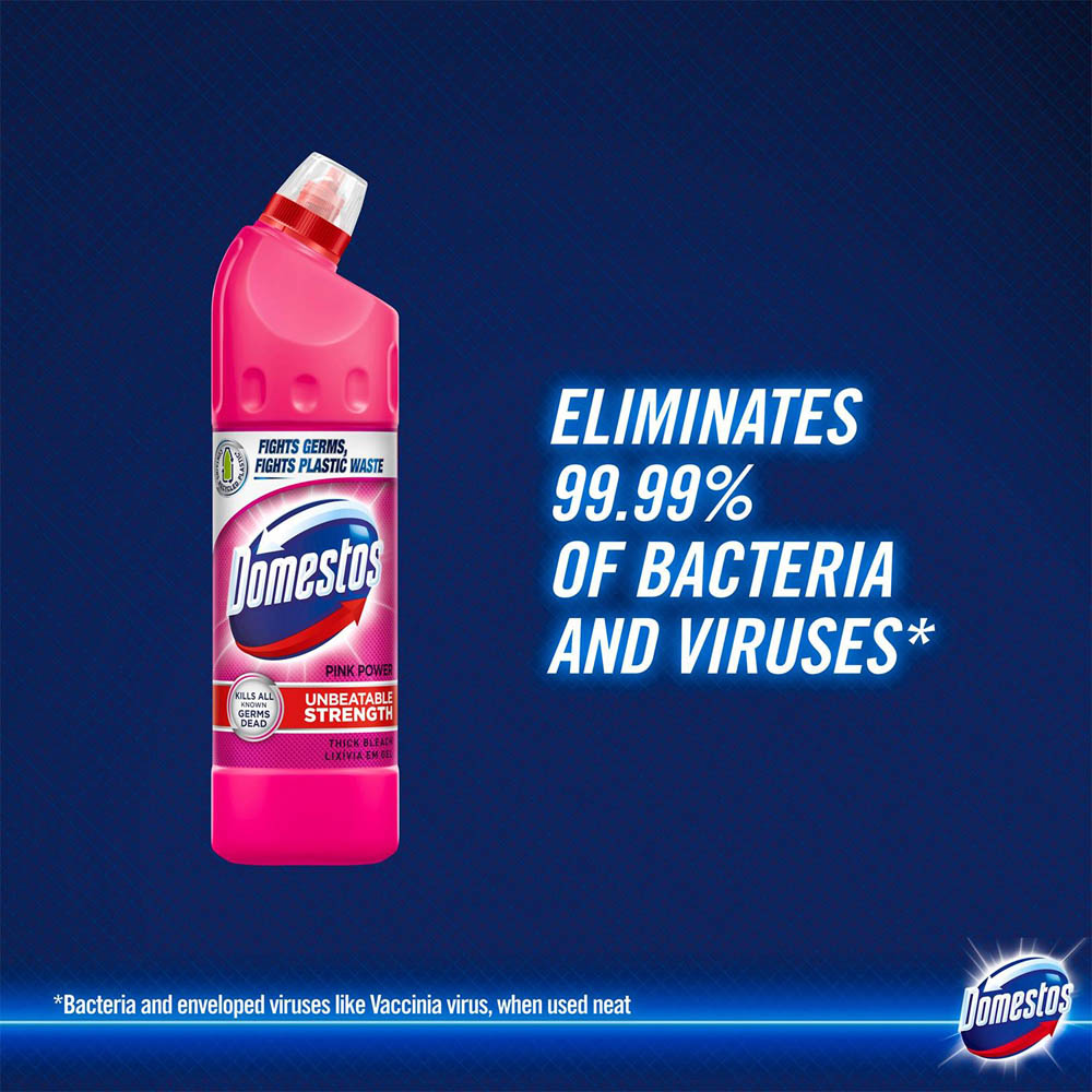 Domestos Pink Power Thick Bleach 750ml 3 Pack Image 4